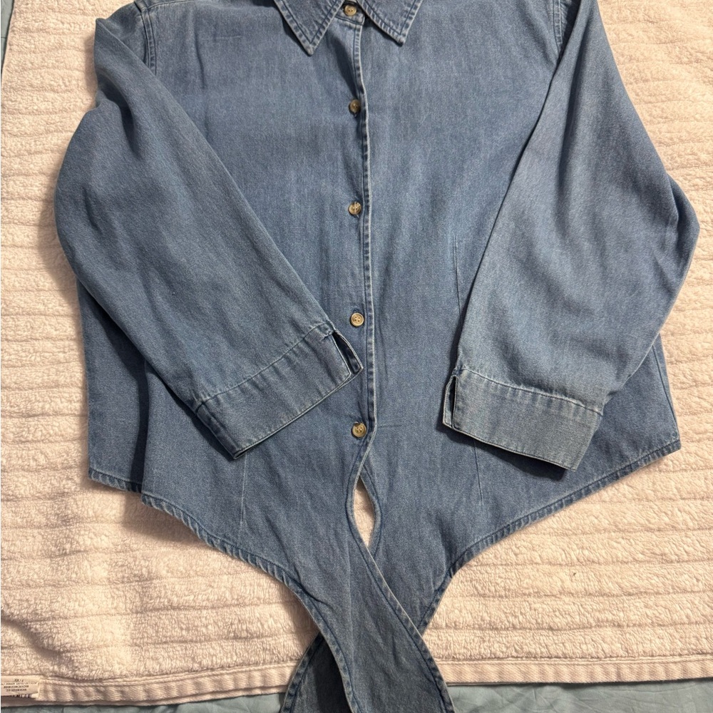Victoria Jones Woman Denim Blue Button Down Shirt